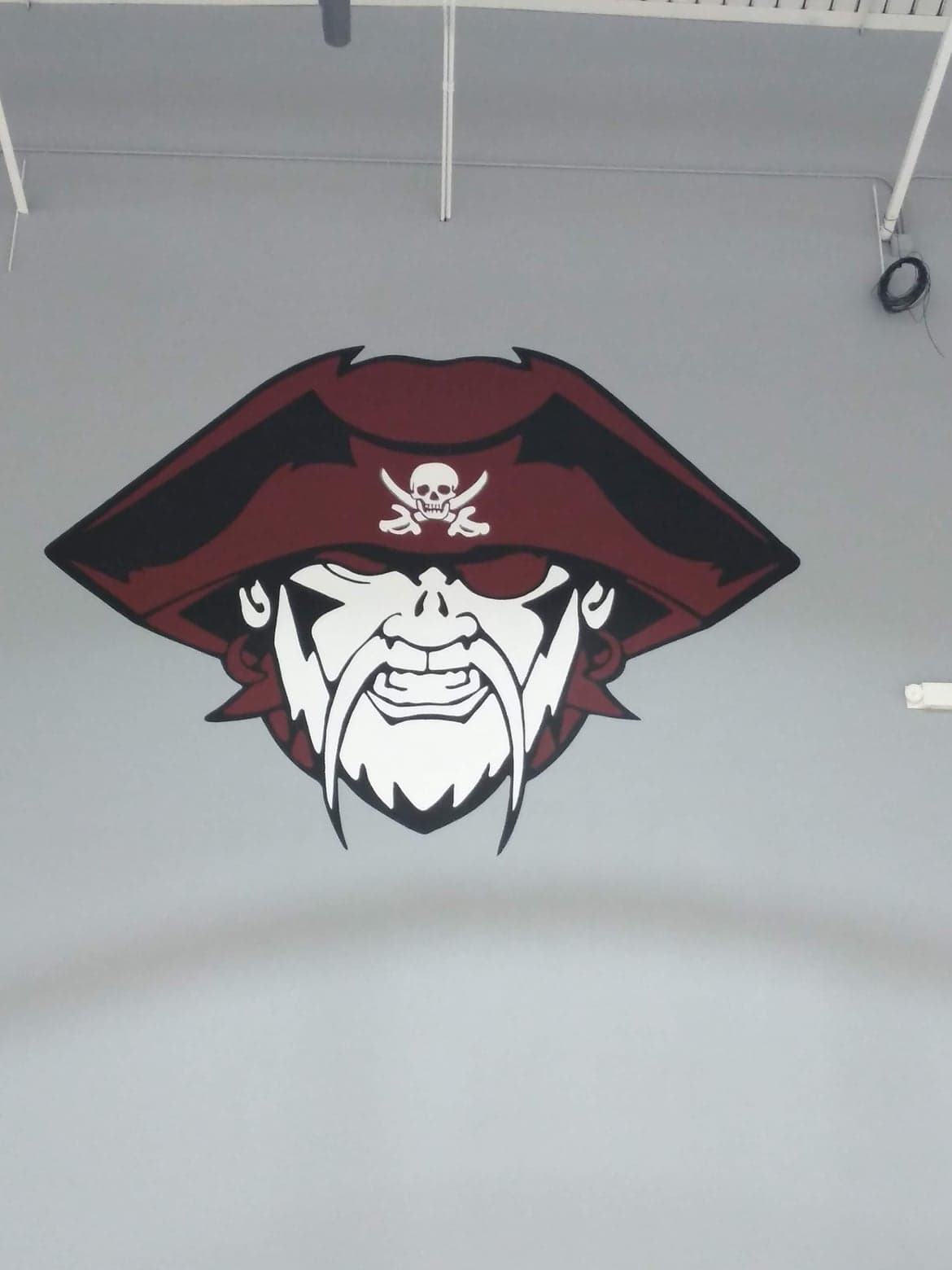 Murals we painted for the London Pirates in the School Gymnasium in Corpus Christi, Texas.