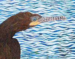 Cormorant in Paradise Acrylic Painting